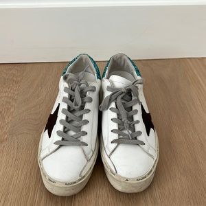 Golden Goose Hi Star Leather & Glitter Sneaker with dust bag and box